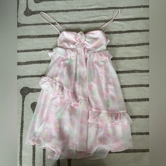 NWT For Love and Lemons Ariana Mini Dress in Pink | Size XS - Picture 2 of 3